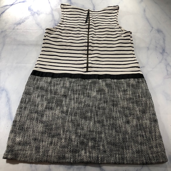 LOFT Black & Cream Drop Waist Knit Stripe Dress - Picture 3 of 8